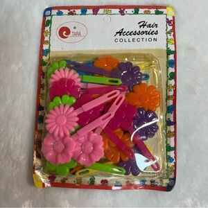 Vintage 90’s Assorted Bright Colors Daisy Shaped Hair Barrettes NEW